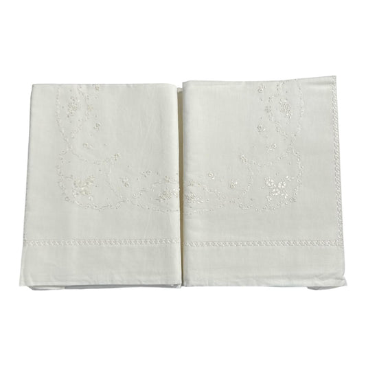 Coppia Lenzuola 2Posti Lino 8294 Broderie