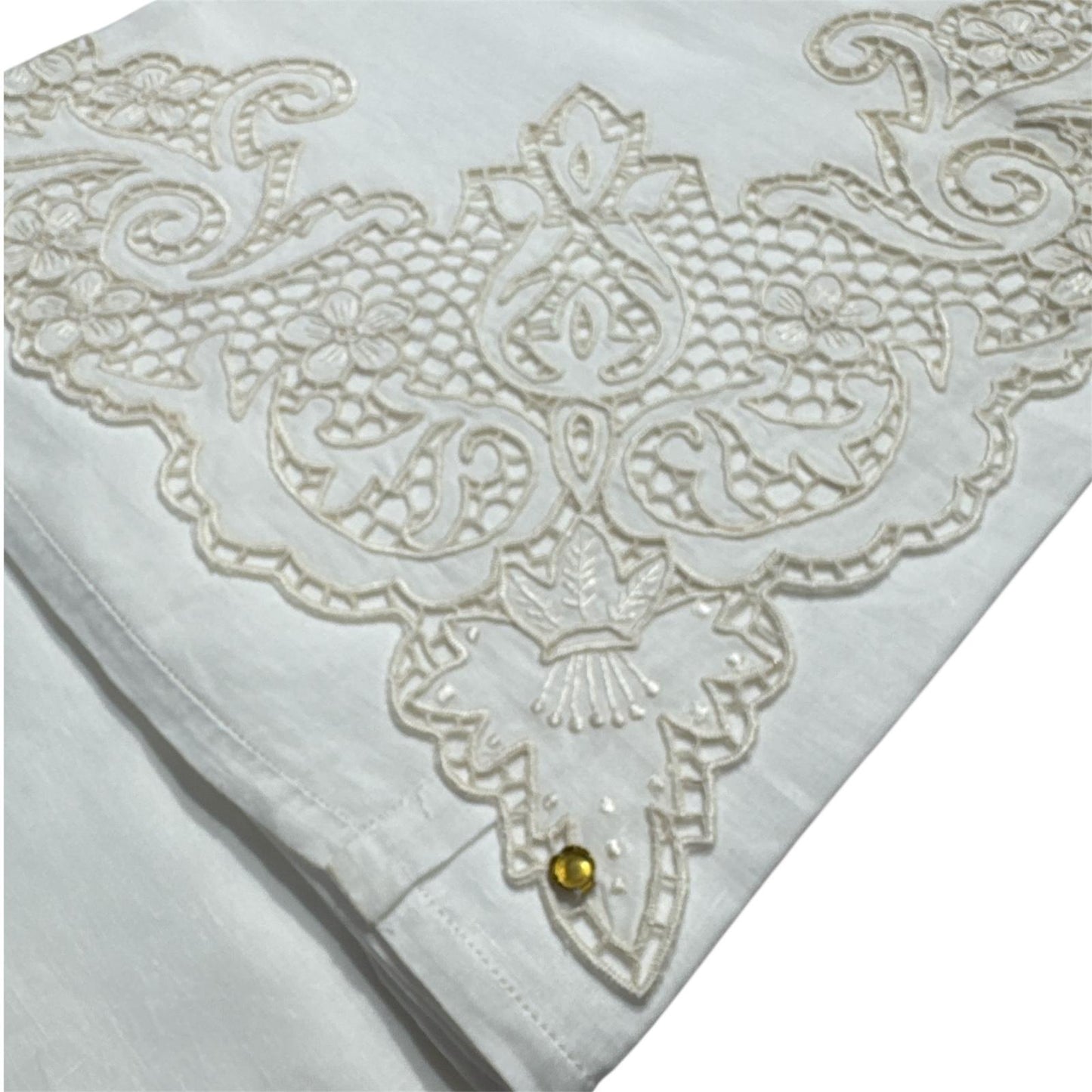 Parure Lenzuola 2Posti Lino e Intaglio J28 Broderie