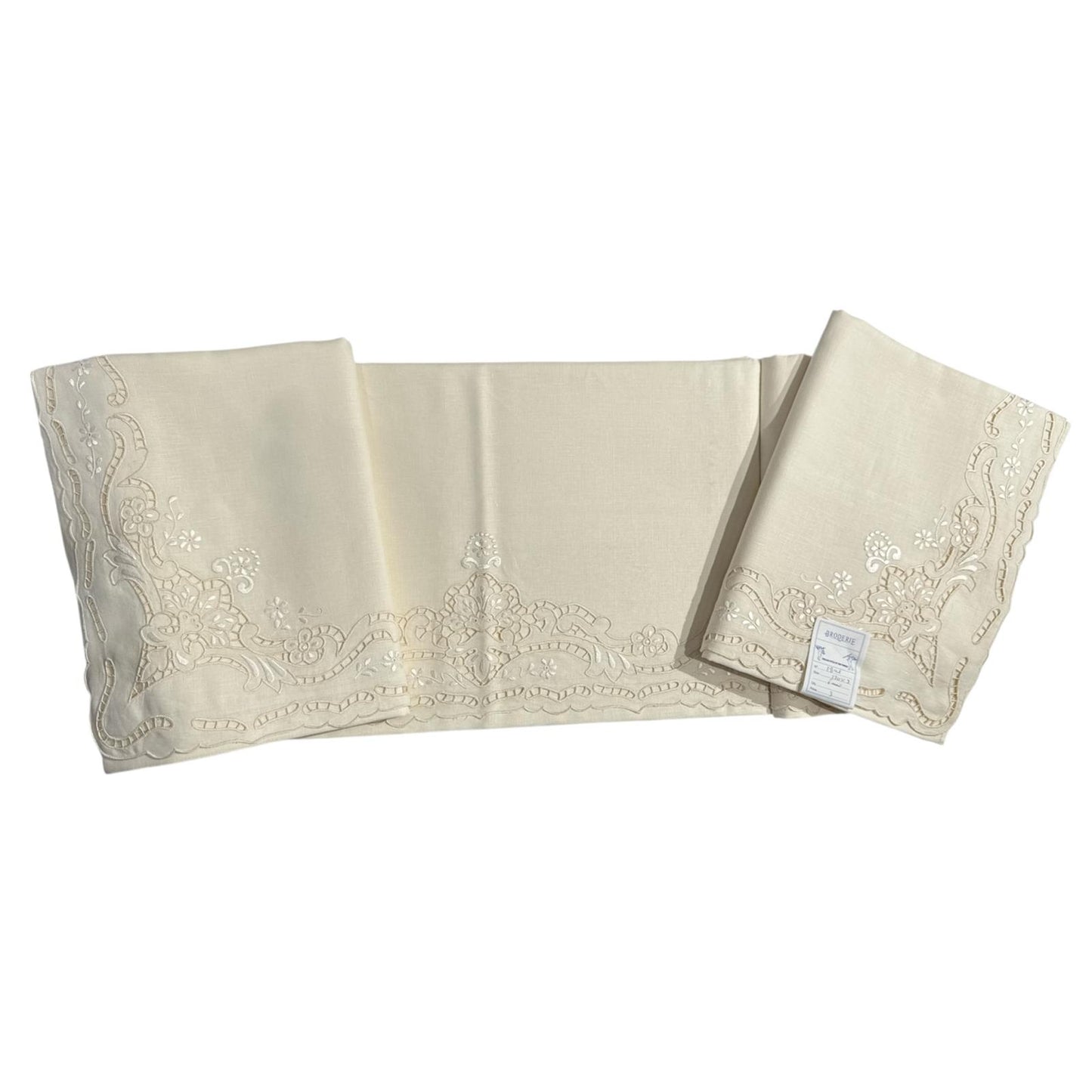 Coppia Lenzuola 2Posti Lino e Intaglio 7801 Broderie