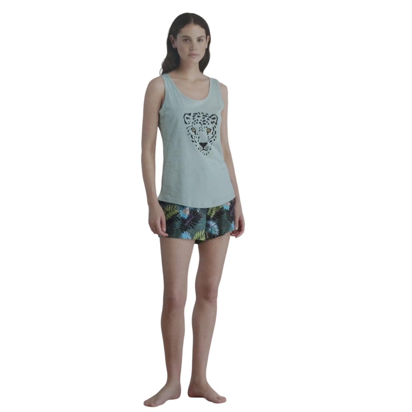 Pigiama Donna Estivo spalla larga e pantalone corto FA9100AB Noi Di Notte