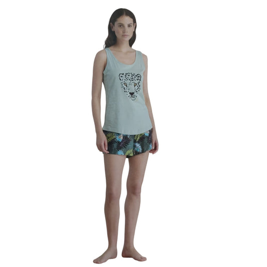Pigiama Donna Estivo spalla larga e pantalone corto FA9100AB Noi Di Notte