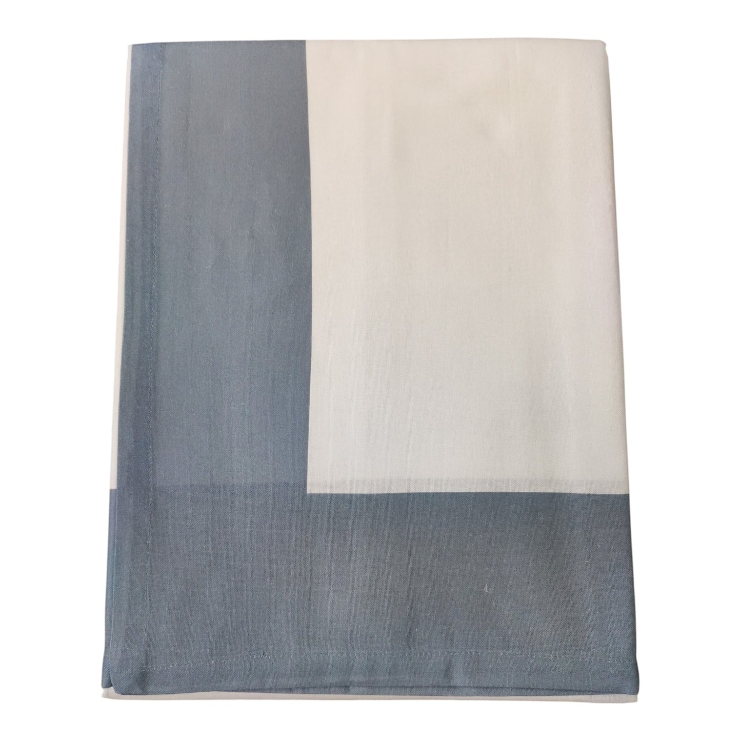 Tovaglia 12 posti Milù Neìth 160x280 in panama 100% puro cotone bianco sky con elegante bordo a contrasto