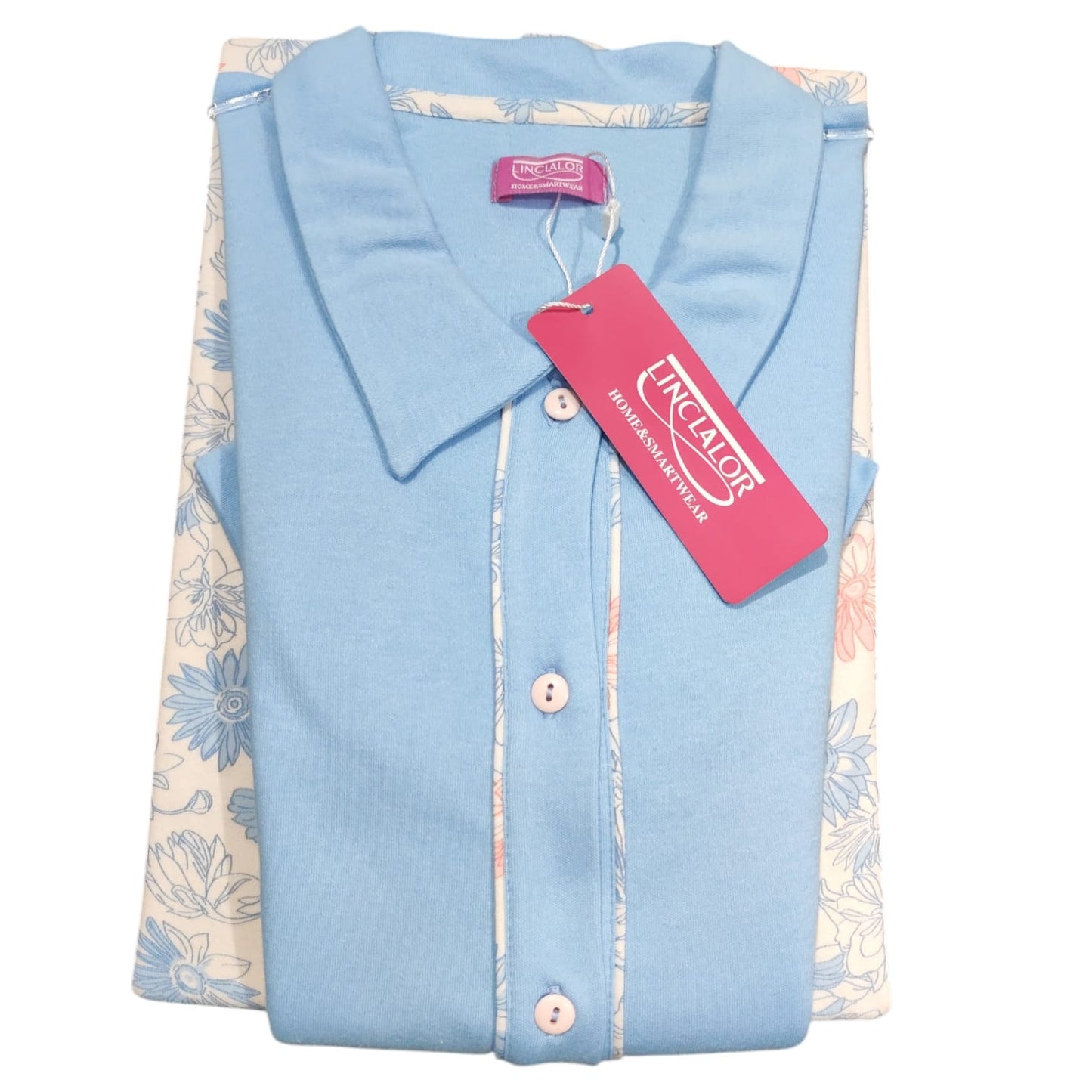 Pigiama Donna Invernale LR992203 Linclalor aperto con collo