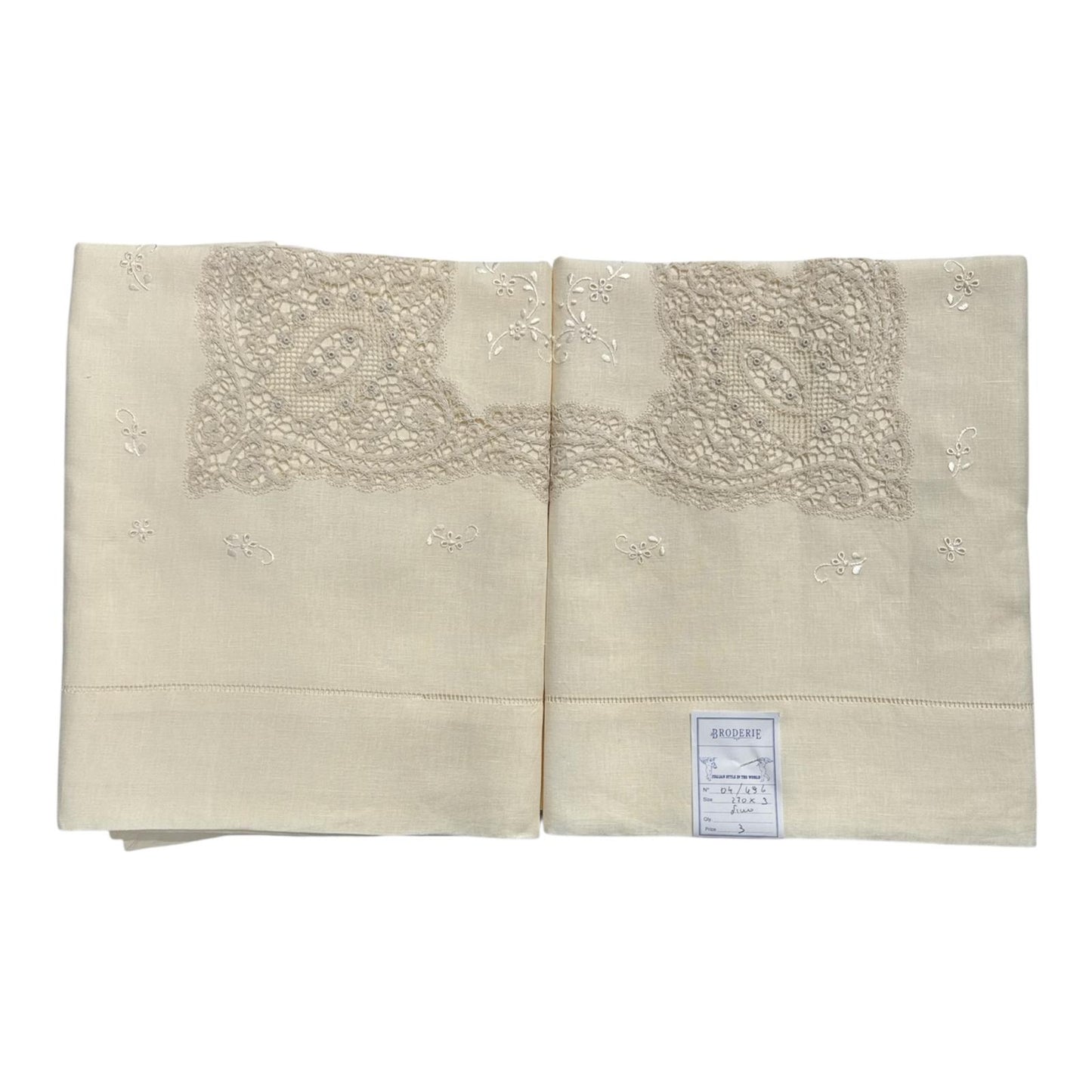 Parure Lenzuola 2Posti Lino e Cantù 04/496 Broderie