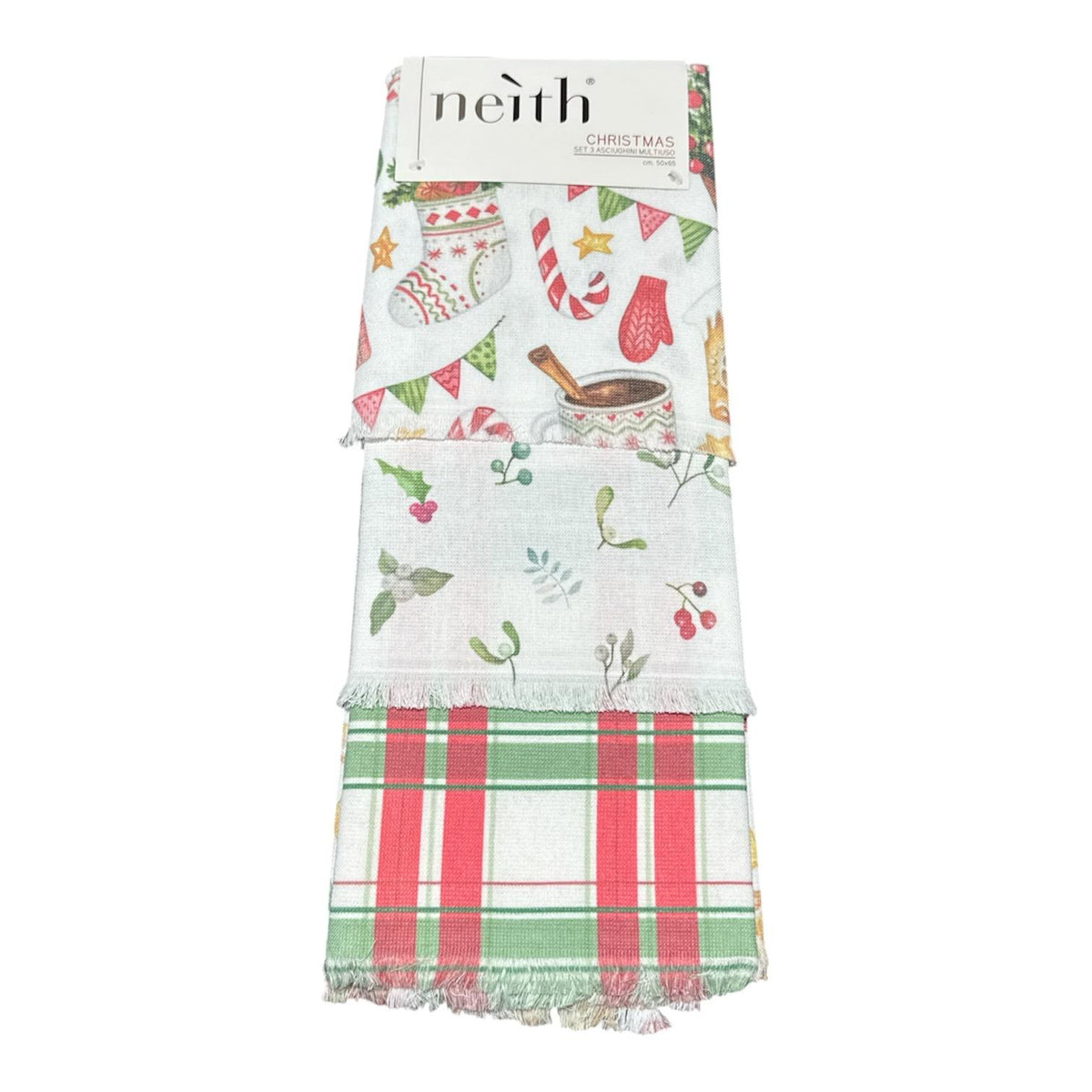Asciughini cucina Natale Neith ME3430 con gnomo, pigne e decorazioni