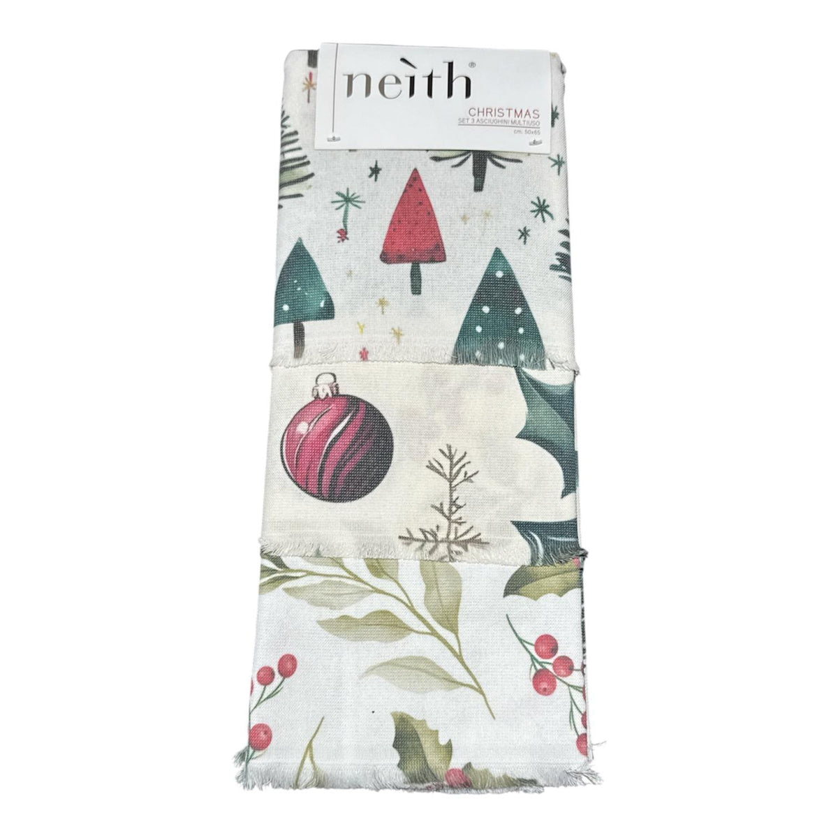 Asciughini cucina Natale Neith con palline e pacchi regalo ME3430