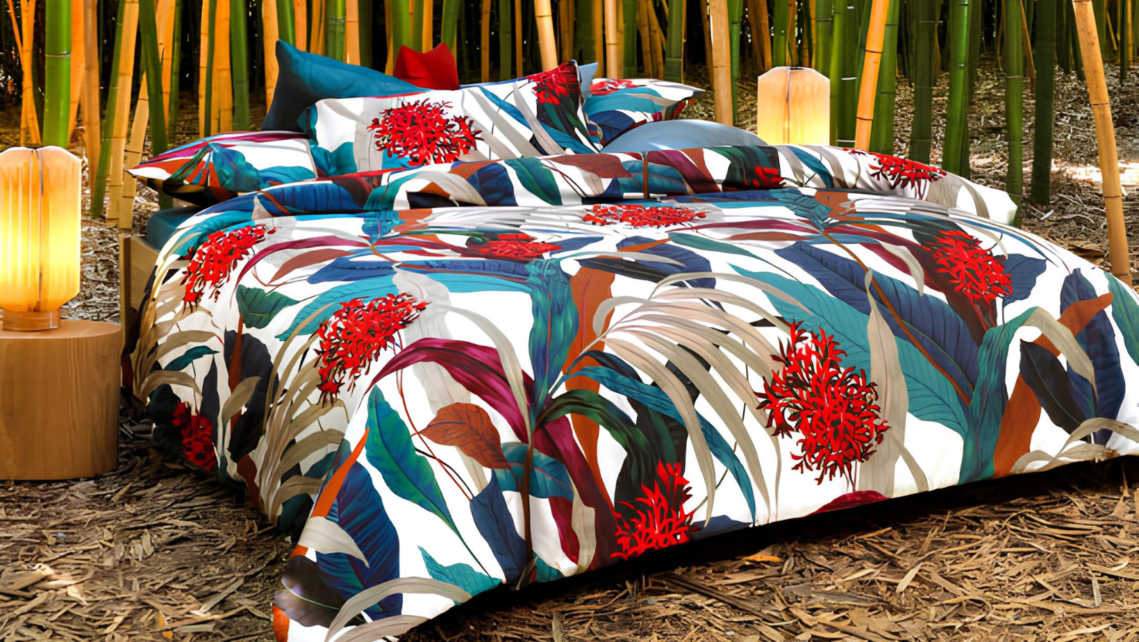 Completo letto colorato e raffinato per camera matrimoniale, selezione La Femina Home di biancheria per la casa online di qualità e biancheria per la casa made in italy online.