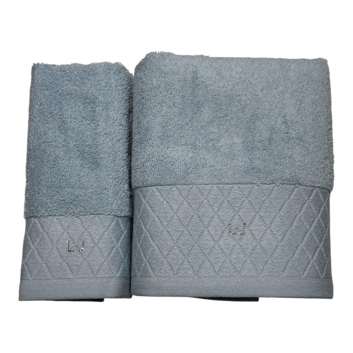 Set 2 Asciugamani Liu Jo Home Rombi LB001B in Spugna di Cotone 500 g/m²