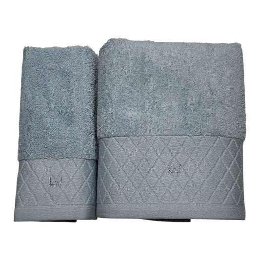 Set 2 Asciugamani Liu Jo Home Rombi LB001B in Spugna di Cotone 500 g/m²