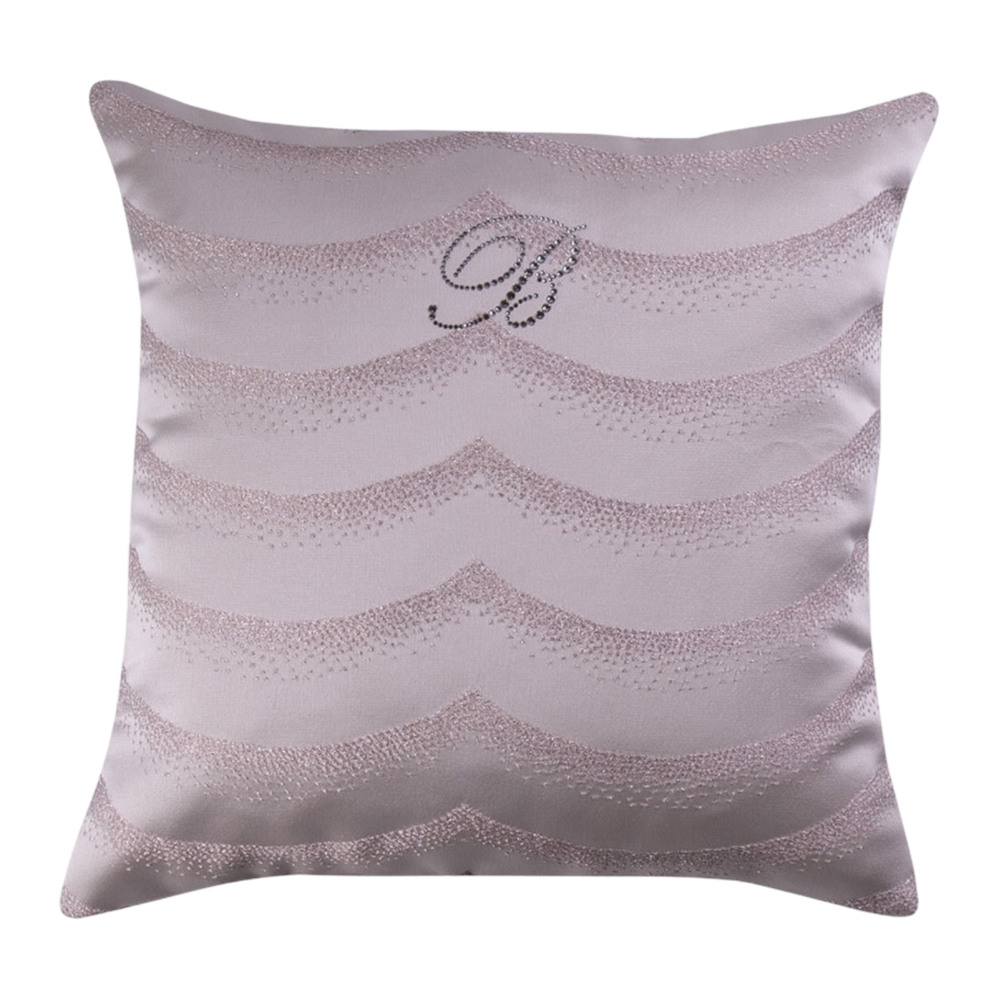 Cuscino Jasmine 42x42 Blumarine Home sfoderabile in jacquard con motivo a onde e monogramma in cristalli Swarovski