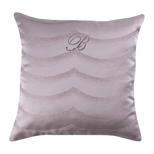 Cuscino Jasmine 42x42 Blumarine Home sfoderabile in jacquard con motivo a onde e monogramma in cristalli Swarovski
