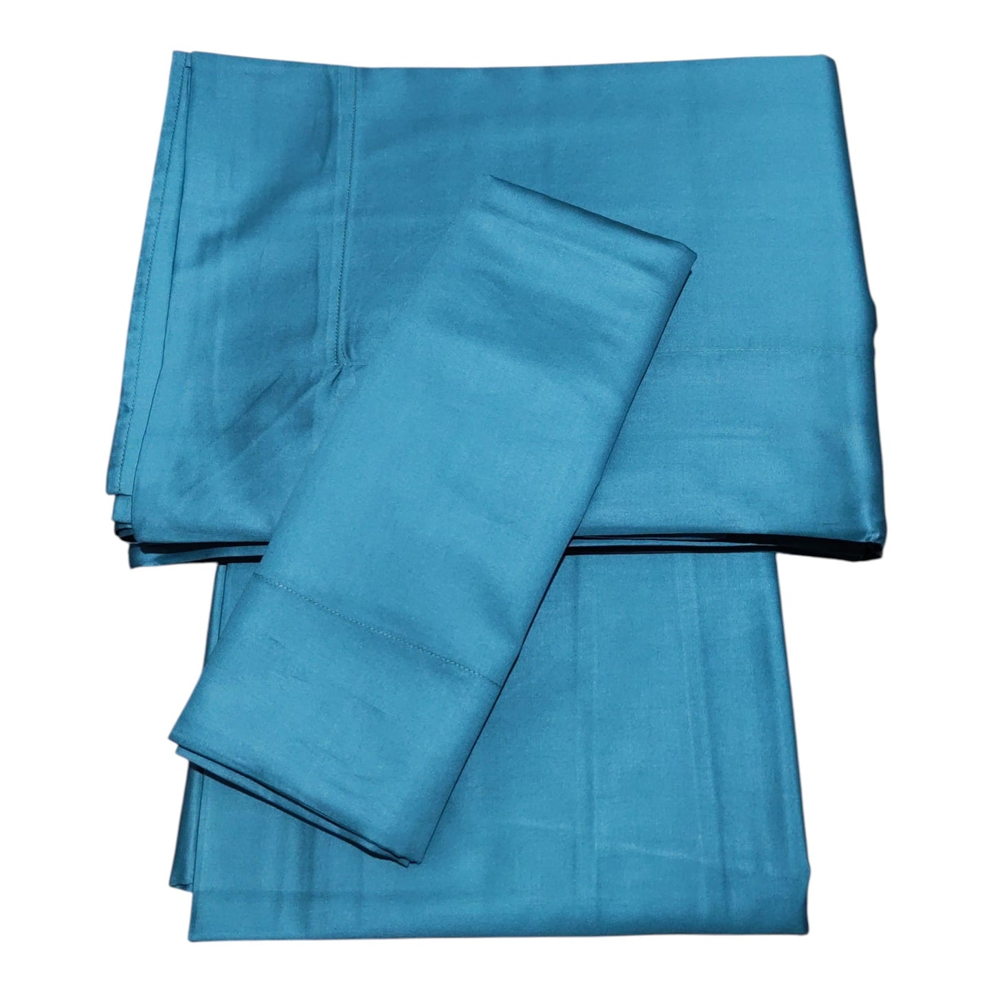 Completo lenzuola matrimoniale F11 Dea in raso di cotone 300 TC colore turchese 51