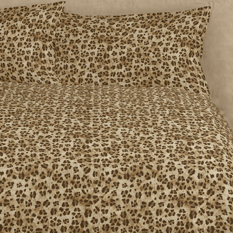 Completo letto Fazzini Tabby con stampa animalier beige e marrone