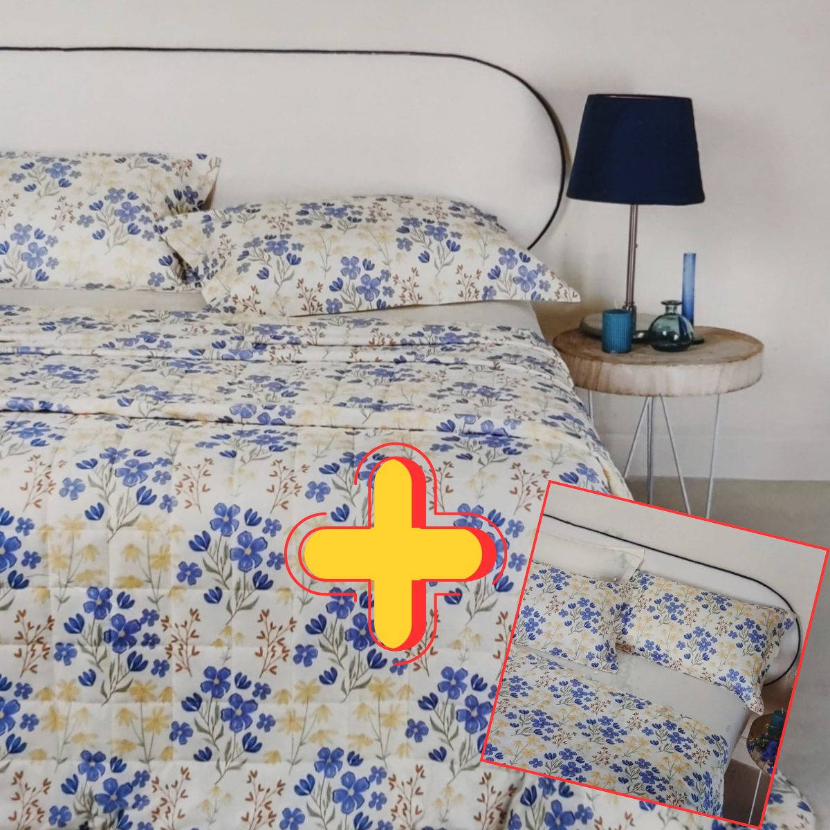 Coordinato letto Lory Neith: offerta con completo lenzuola e trapuntino matrimoniale abbinati