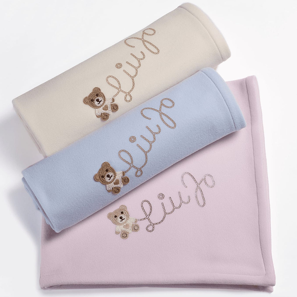 Copertine baby Bear Liu Jo in morbido micropile con orsetto ricamato in diversi colori