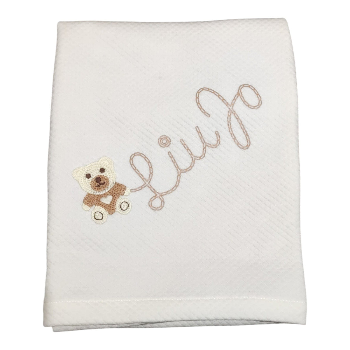 Copertina neonato Liu Jo Bear colore avorio con orsetto ricamato