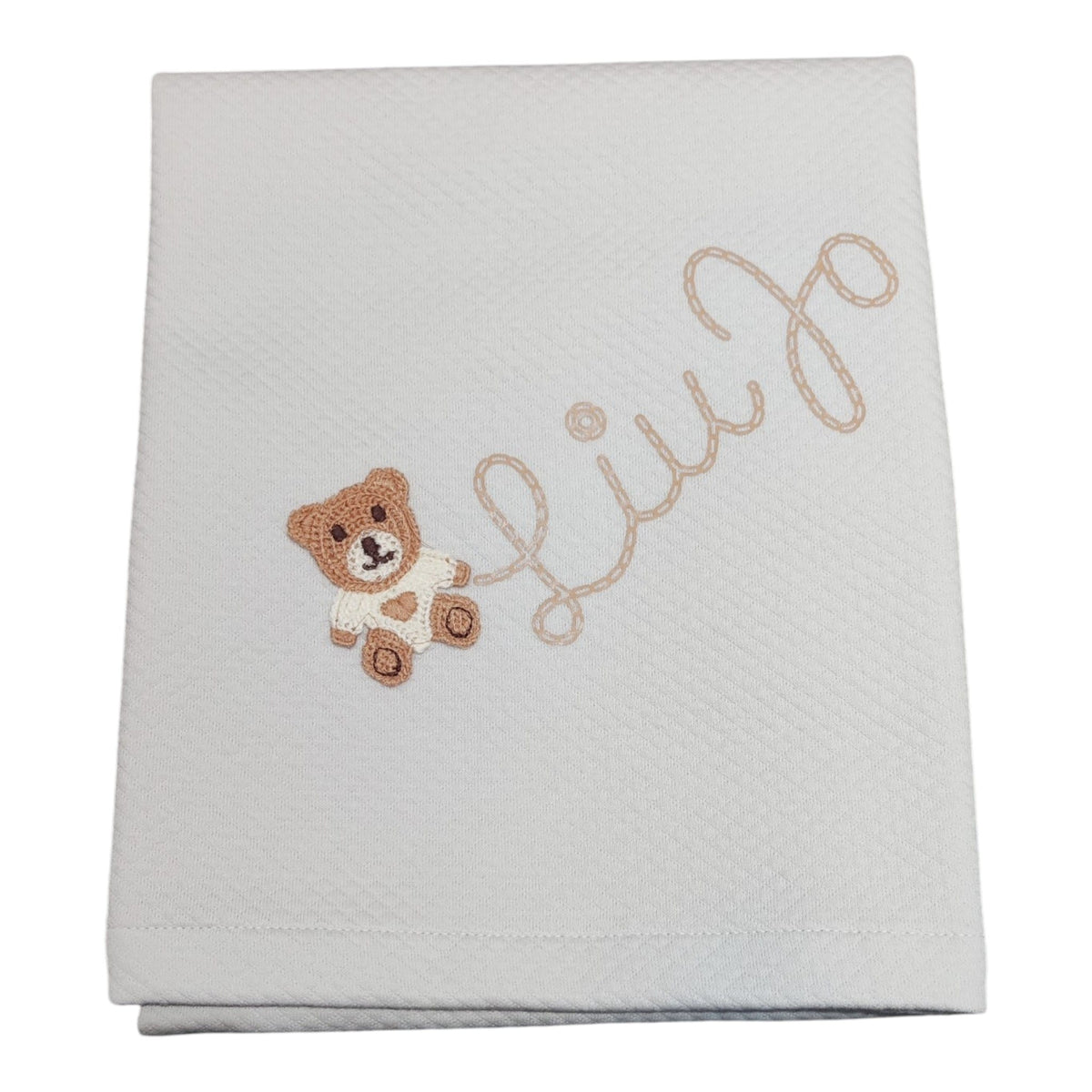 Copertina neonato Liu Jo Bear colore perla con ricamo orsetto