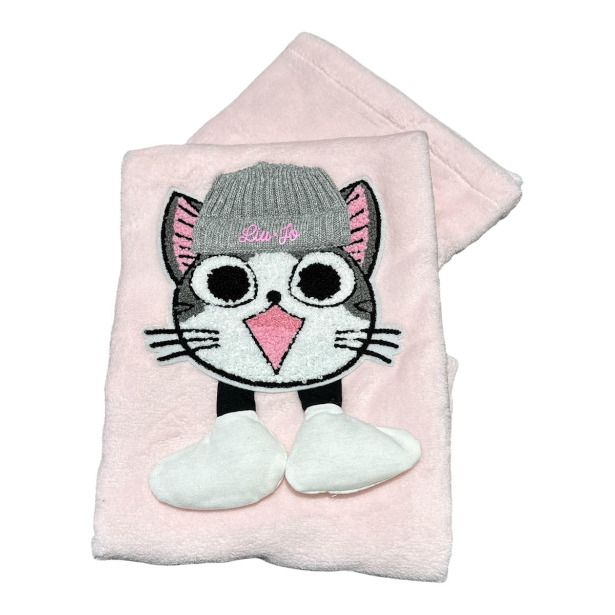 Copertina culla Liu Jo Baby Cat BL693C rosa in morbido coral con gattino ricamato