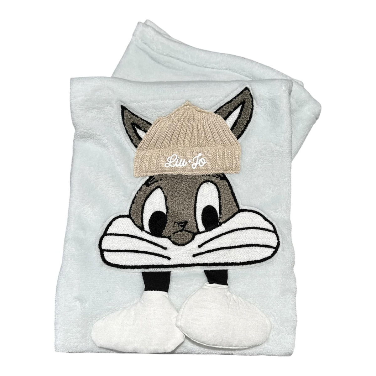 Copertina culla Liu Jo Baby Rabbit BL691C azzurra con coniglietto ricamato