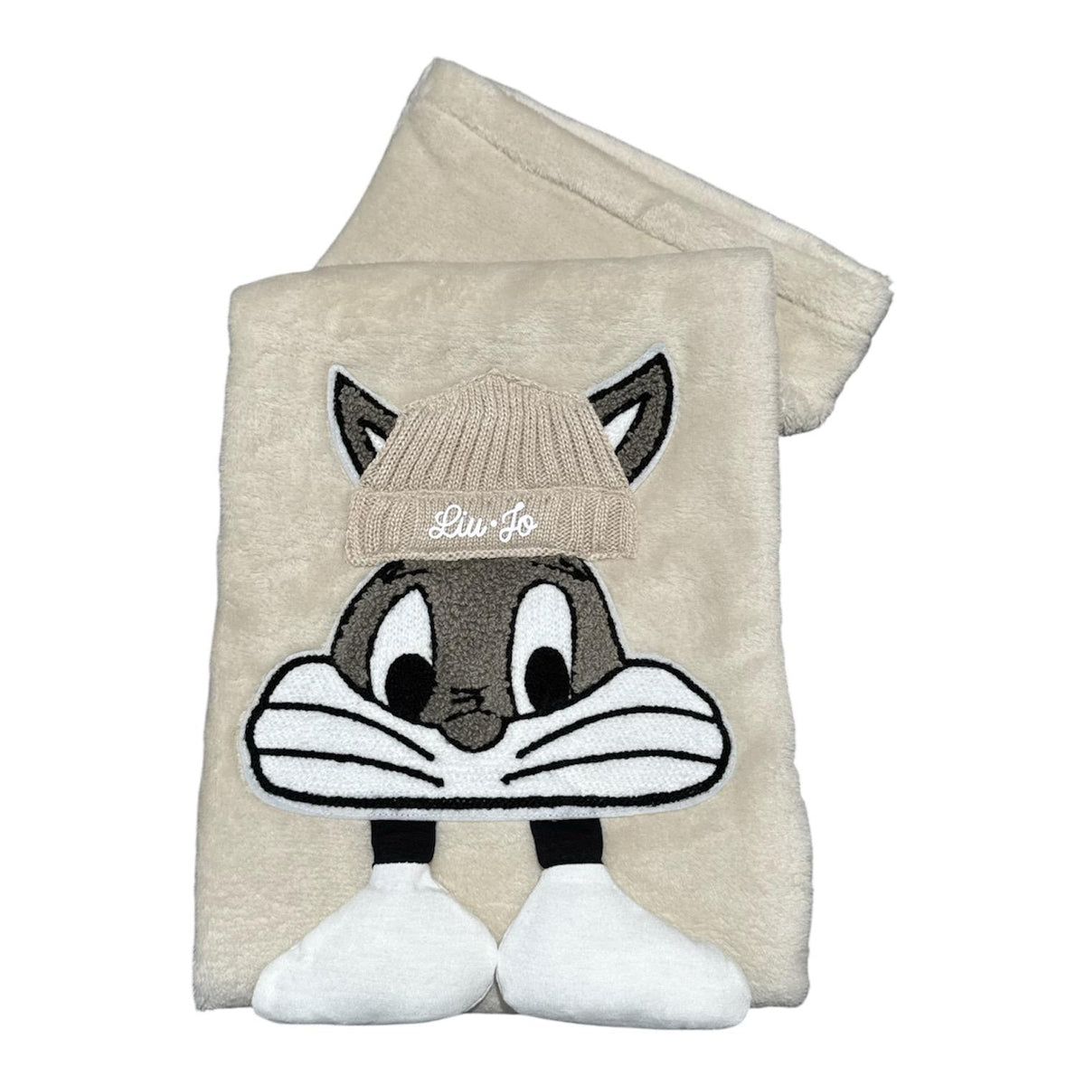 Copertina culla Liu Jo Baby Rabbit BL691C color sabbia con coniglietto ricamato