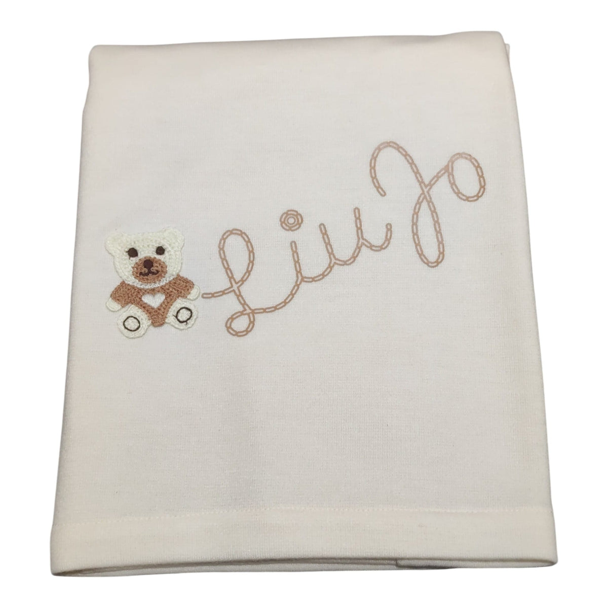 Copertina neonato Bear Liu Jo BL701C in morbido micropile colore avorio con orsetto ricamato