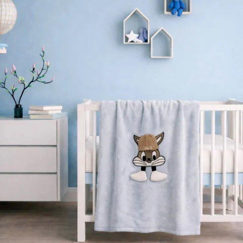 Copertina neonato Liu Jo Baby Rabbit BL691C per culla con coniglietto ricamato