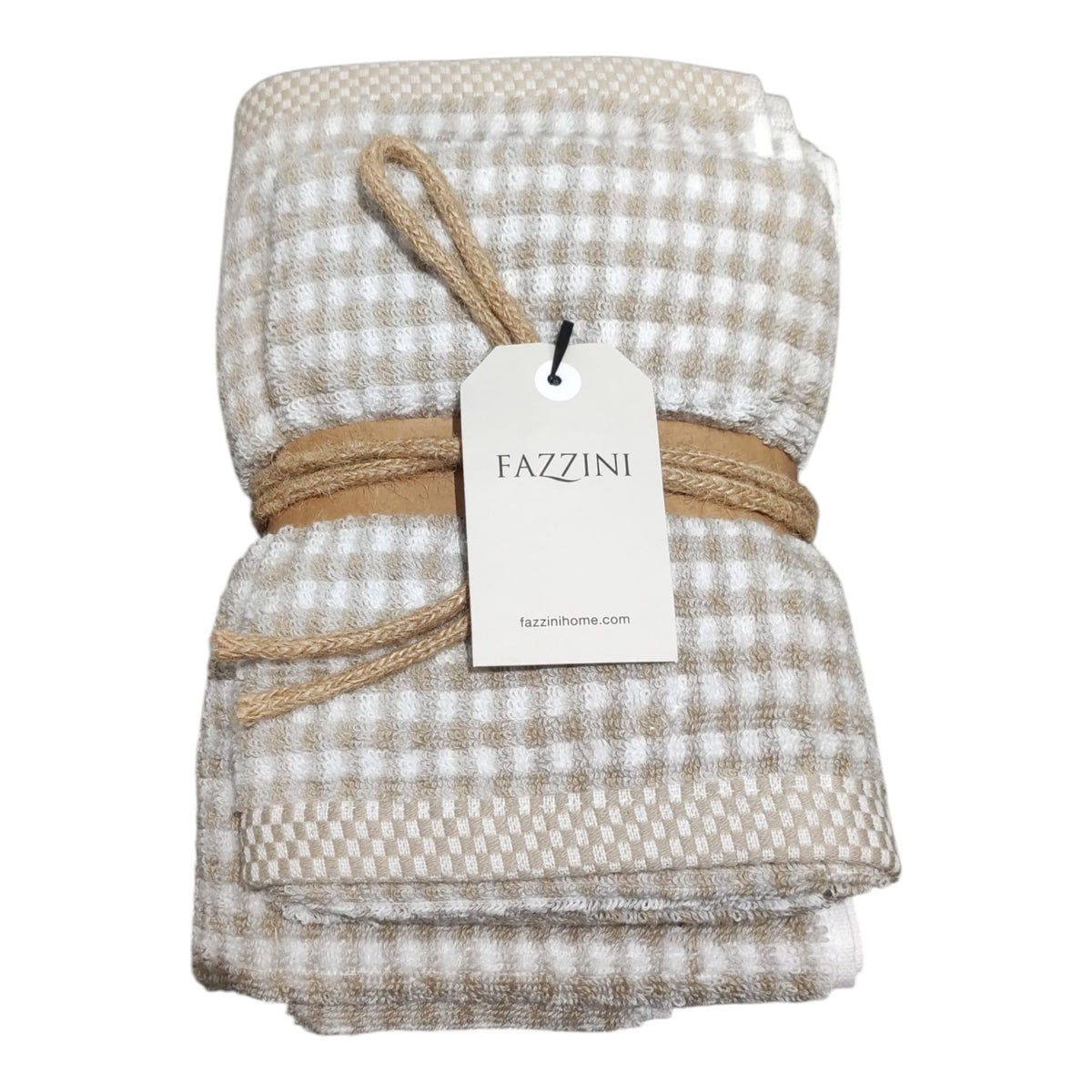 Coppia asciugamani Fazzini Square corda travertino 100% cotone