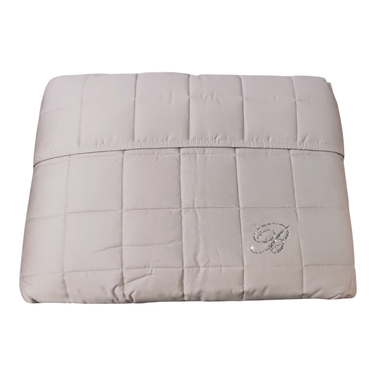 Copriletto Samira Blumarine Home Vitreo ripiegato, con bordo profilato e monogramma B