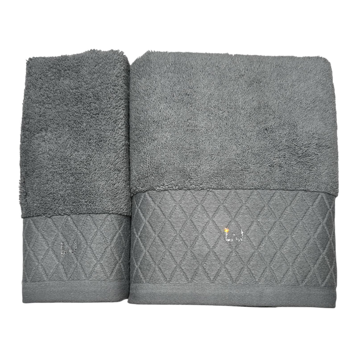 Set 2 Asciugamani Liu Jo Home Rombi LB001B in Spugna di Cotone 500 g/m²