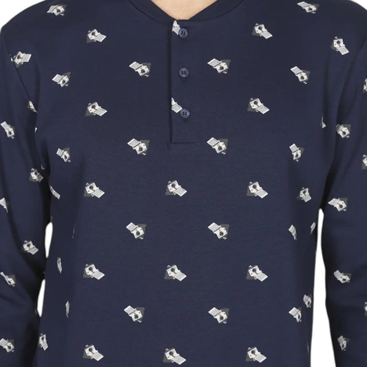 Dettaglio maglia pigiama uomo Julipet Velletri JAL913 con fantasia Polaroid