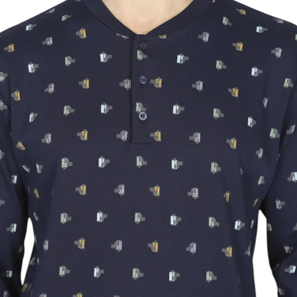 Dettaglio maglia pigiama uomo Julipet Velletri JAL913 fantasia Rullini