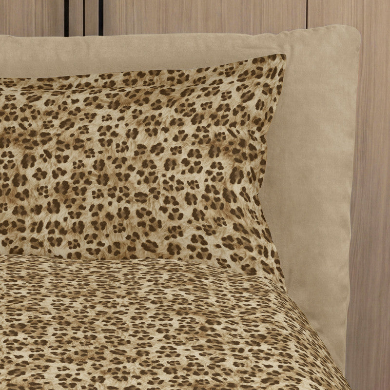 Lenzuola matrimoniali Fazzini Tabby con fantasia leopardata