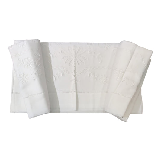 Lenzuolo Matrimoniale Bellavia F 73 Bianco Ricamato