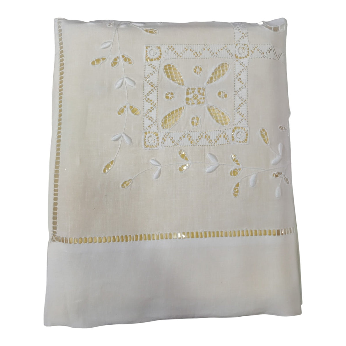 Lenzuolo Matrimoniale Bellavia F 73 Bianco Ricamato