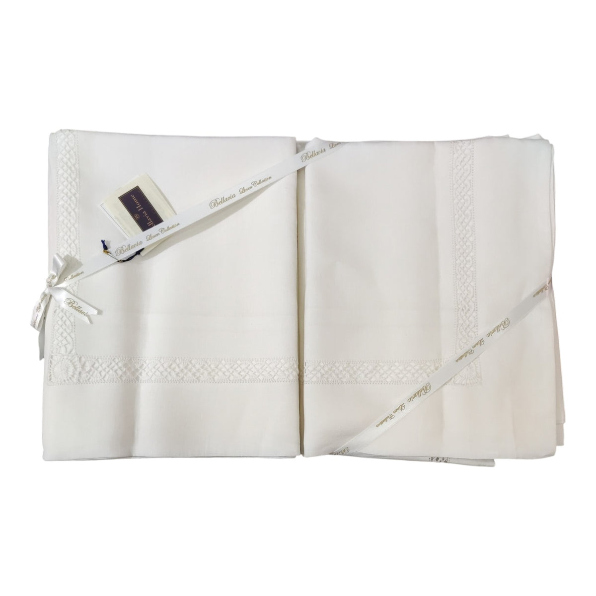 Lenzuolo Matrimoniale Bellavia Home G3LZM in Lino Bianco Ricamato