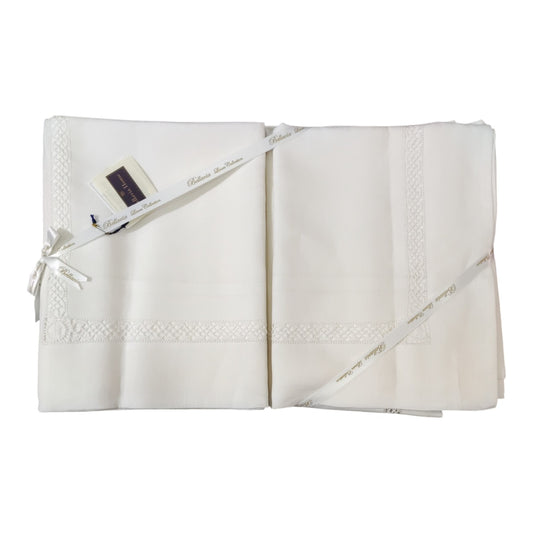 Lenzuolo Matrimoniale Bellavia Home G3LZM in Lino Bianco Ricamato
