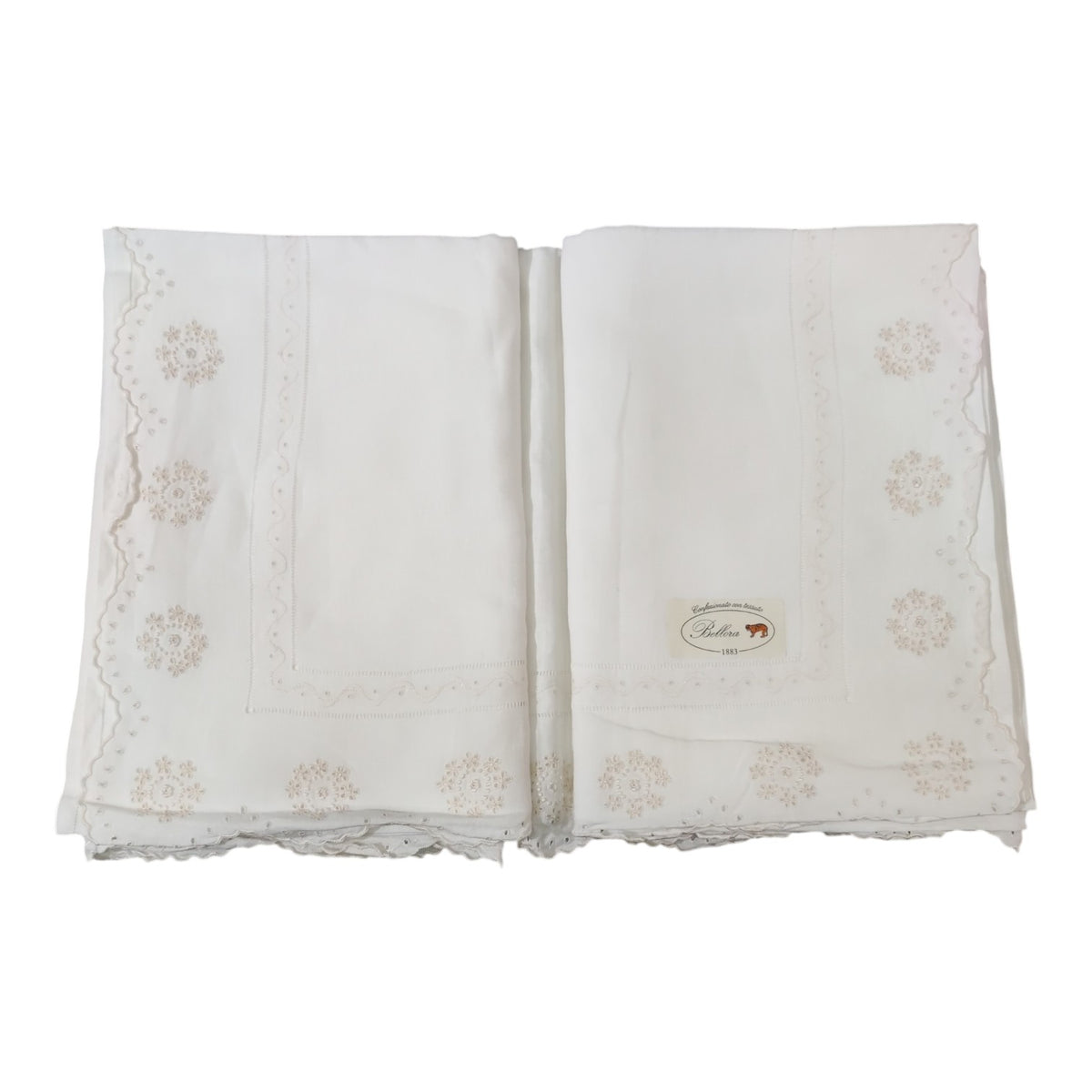 Lenzuolo Matrimoniale Bellora 7378 Filo Seta Bianco Ricamato