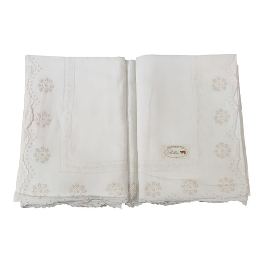 Lenzuolo Matrimoniale Bellora 7378 Filo Seta Bianco Ricamato