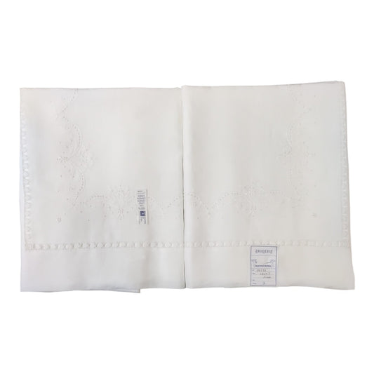 Lenzuolo matrimoniale Bellora Broderie LY11 con ricamo bianco tono su tono