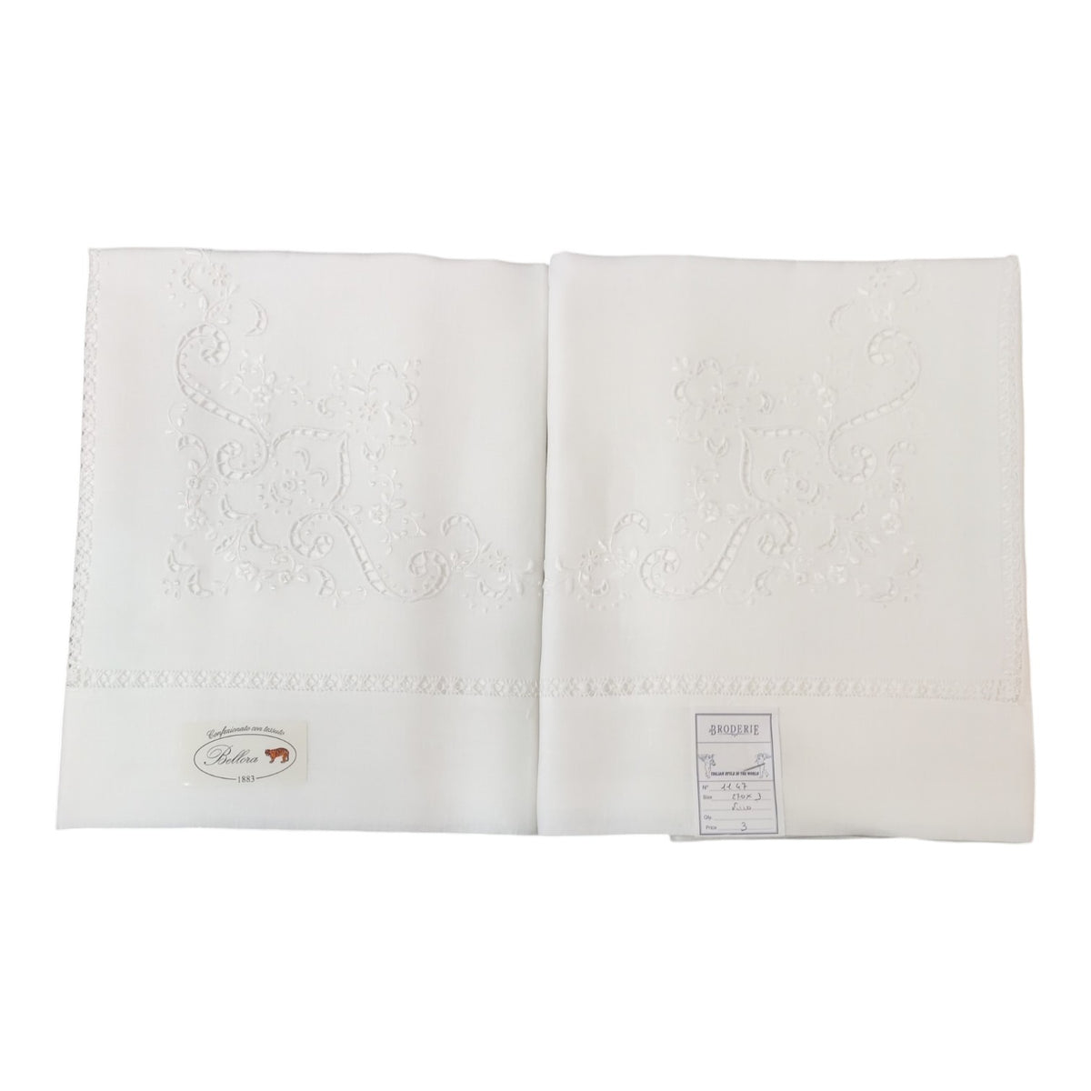 Lenzuolo Matrimoniale Lino Bellora Intaglio NB/II47