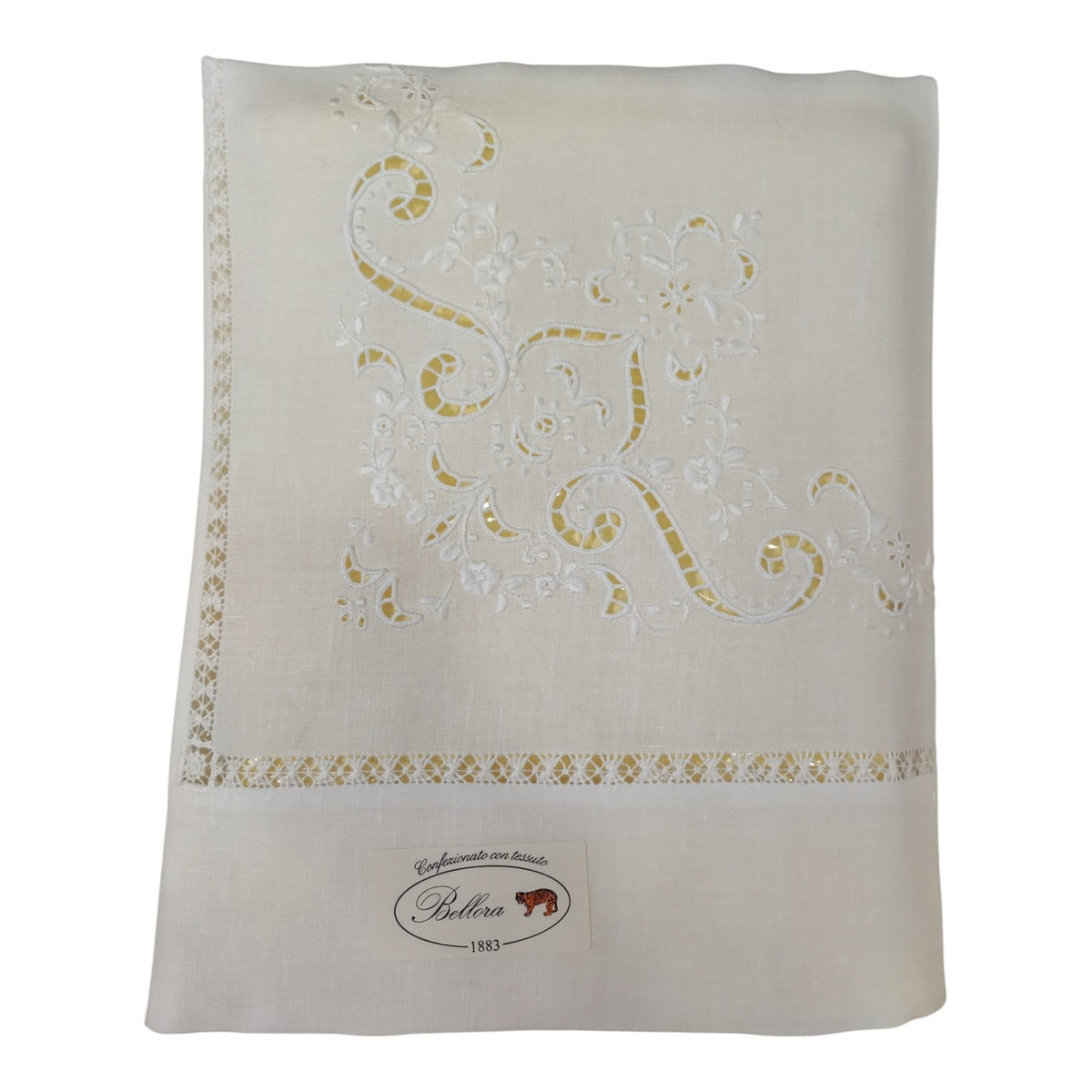 Lenzuolo Matrimoniale Lino Bellora Intaglio NB/II47