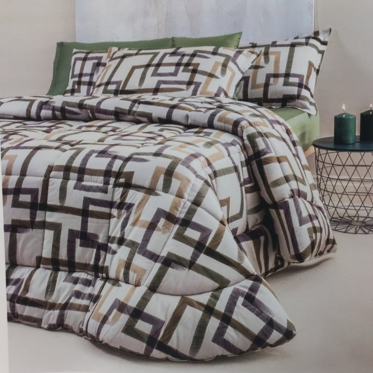 Trapunta Neith Jason matrimoniale con fantasia geometrica su letto