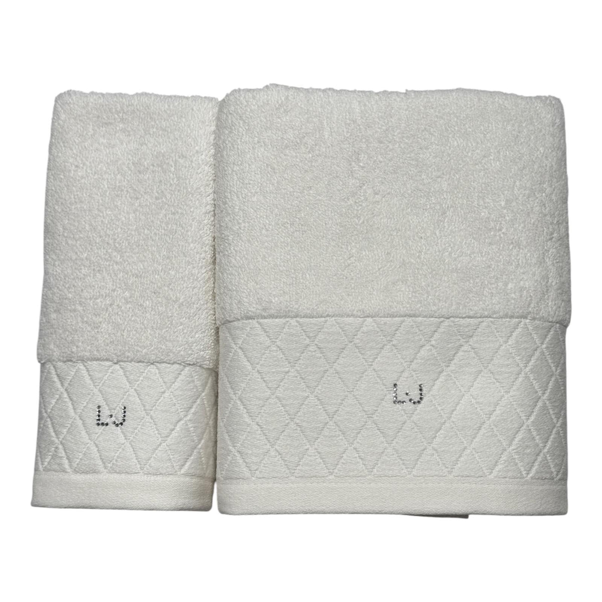 Set 2 Asciugamani Liu Jo Home Rombi LB001B in Spugna di Cotone 500 g/m²