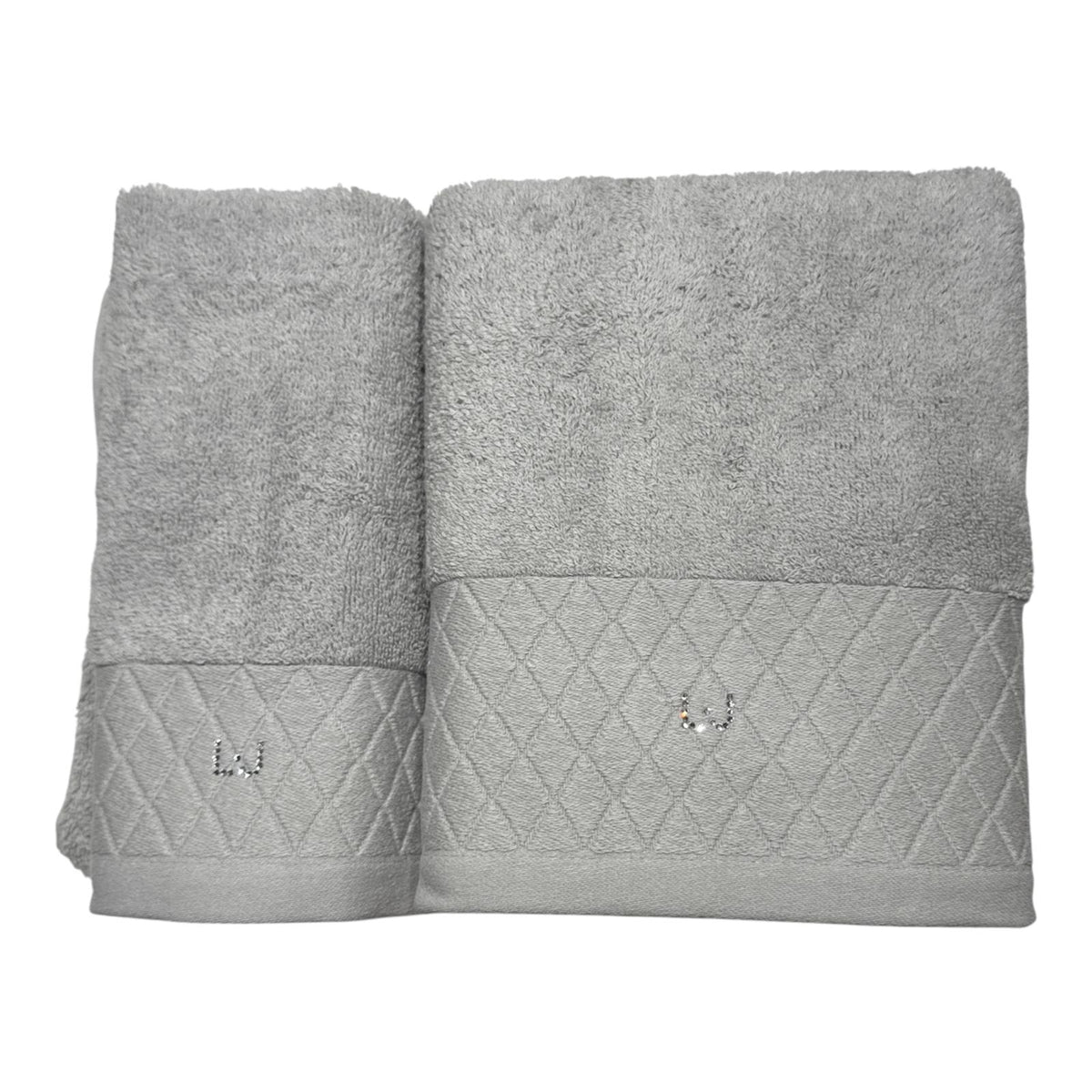 Set 2 Asciugamani Liu Jo Home Rombi LB001B in Spugna di Cotone 500 g/m²