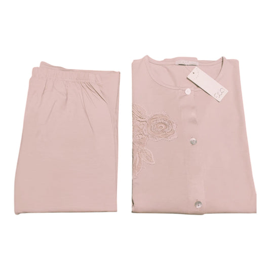 Pigiama donna aperto Fida Lingerie I2714 in viscosa con pantalone lungo