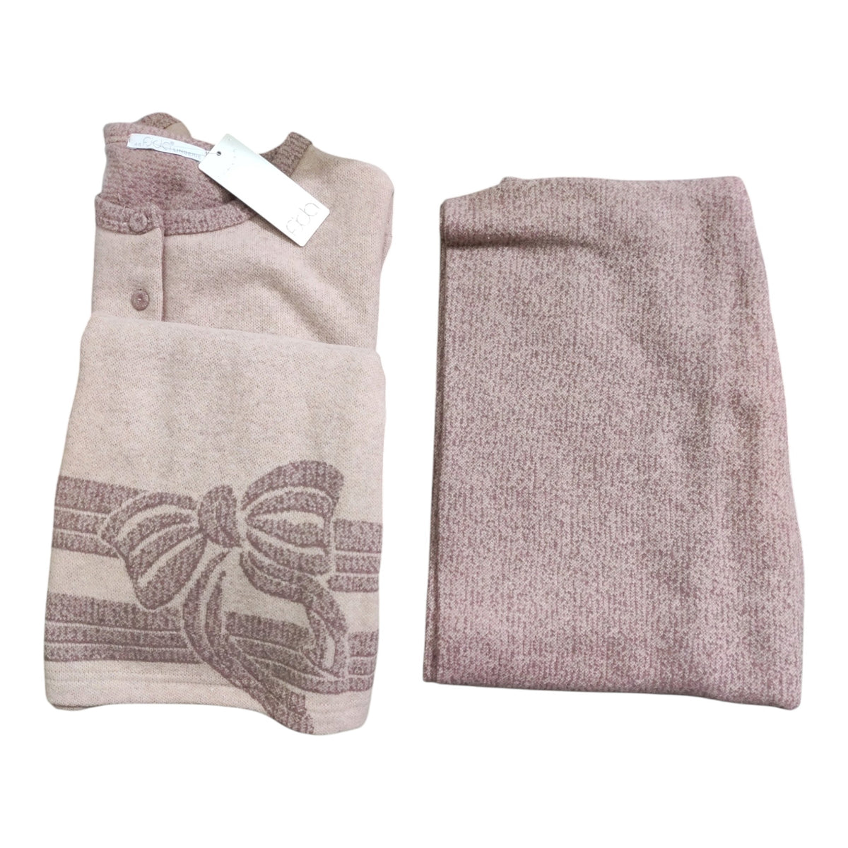 Pigiama donna Fida I2747 in punto Milano con motivo a fiocco, maglia serafino e pantalone lungo
