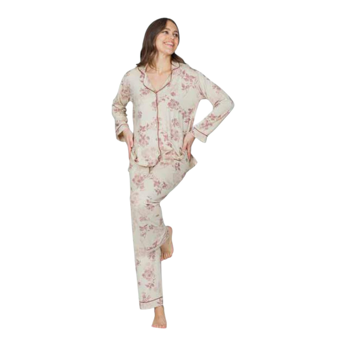 Pigiama donna Fida Lingerie I2709 in viscosa modello aperto indossato
