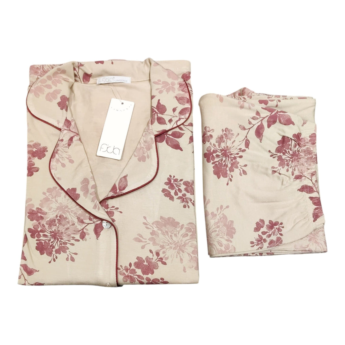 Pigiama donna Fida Lingerie I2709 aperto in viscosa con pantalone lungo coordinato
