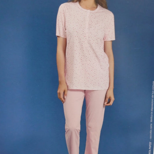 Pigiama Donna Linclalor LR175279 Lungo Mezza Manica Serafino