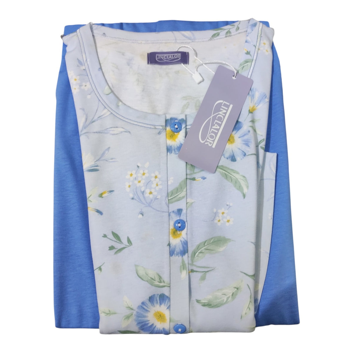 Pigiama Donna Linclalor LS175373 Manica Corta Aperto Floreale